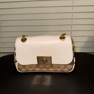 Coach Cream and Brown Shoulder Bag